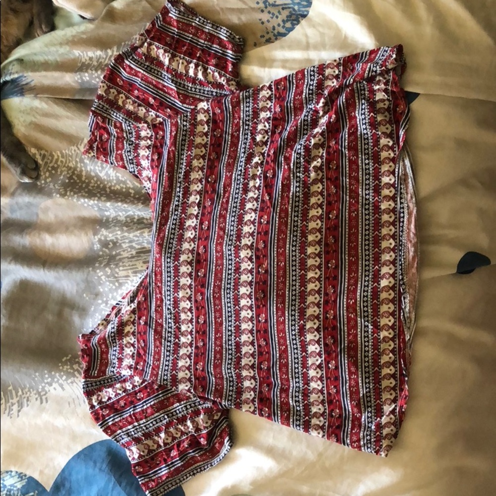 Red open back shirt